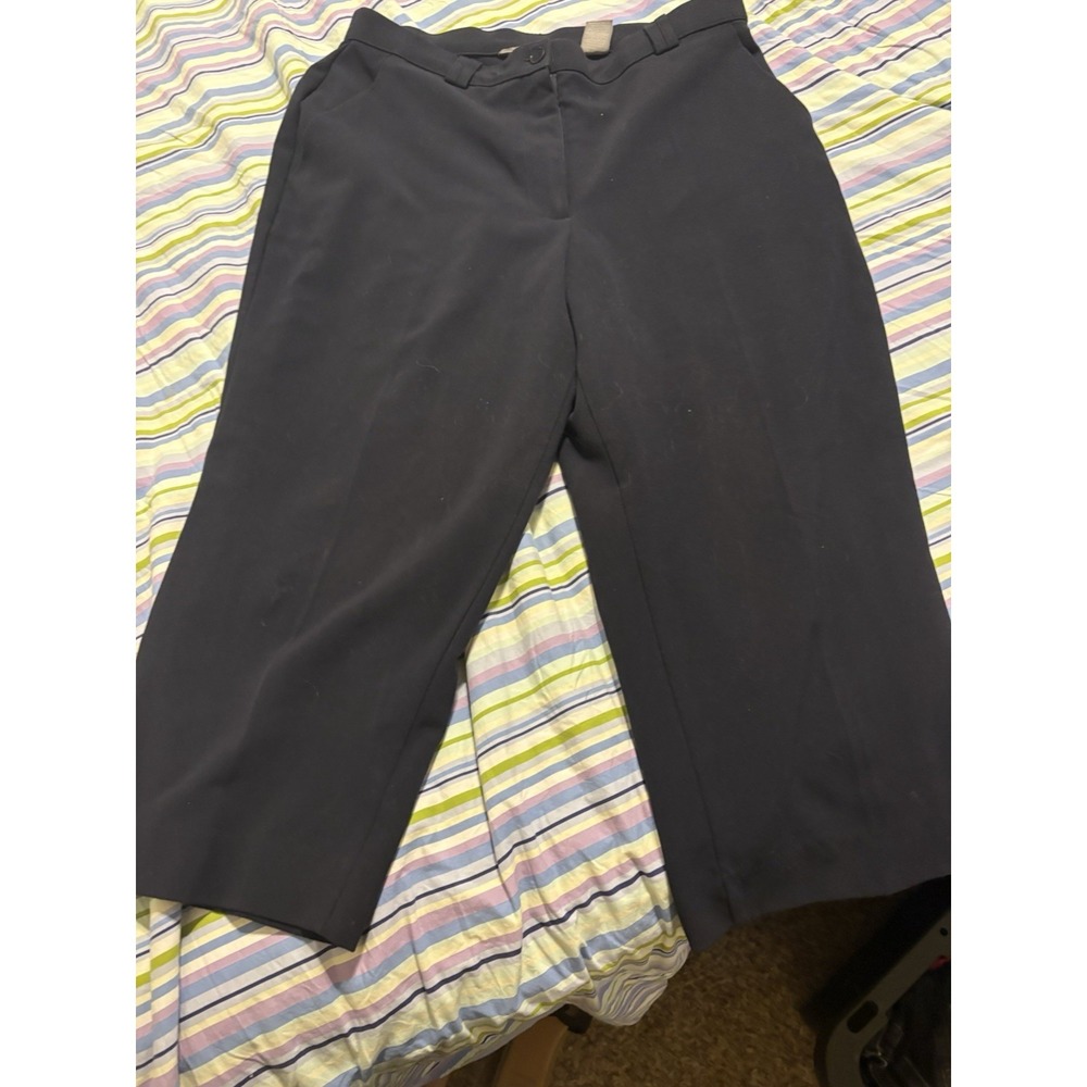 Investments Women's Blue Dress Pants Solid Flat Front Petite 10P Stretch(5-155)